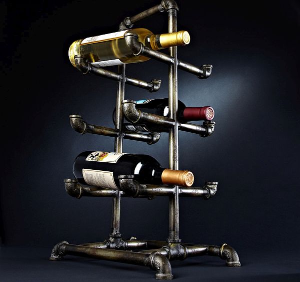 Industrial pipe wine rack