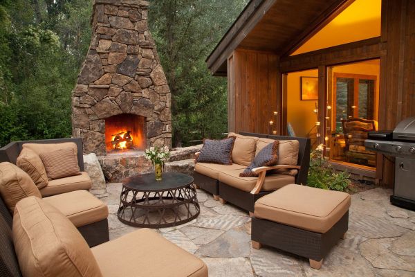 fireplace in an open space