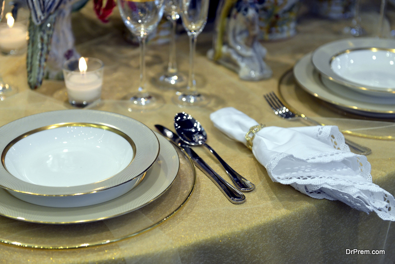 dining table with napkin rings