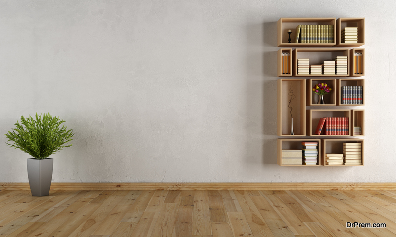 Use wall-mounted bookshelves