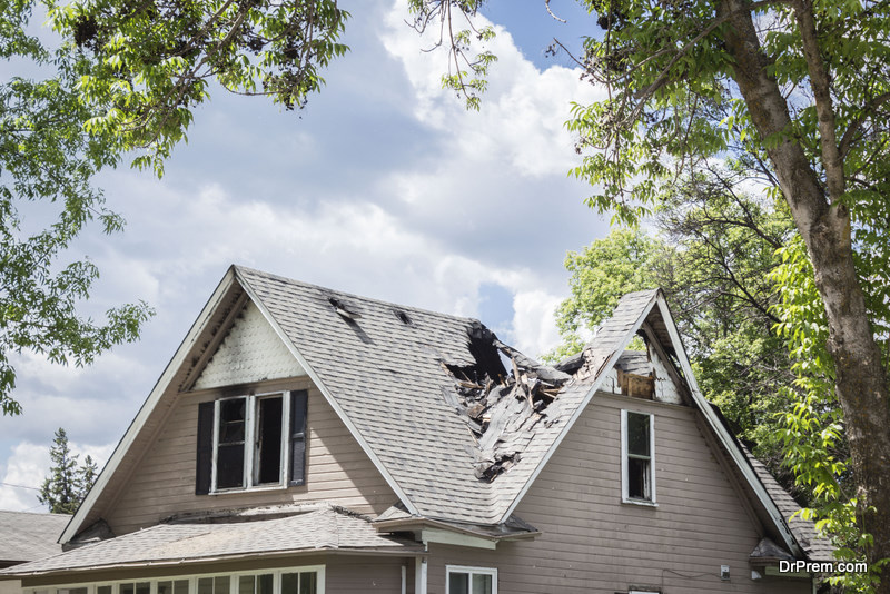 damaged house